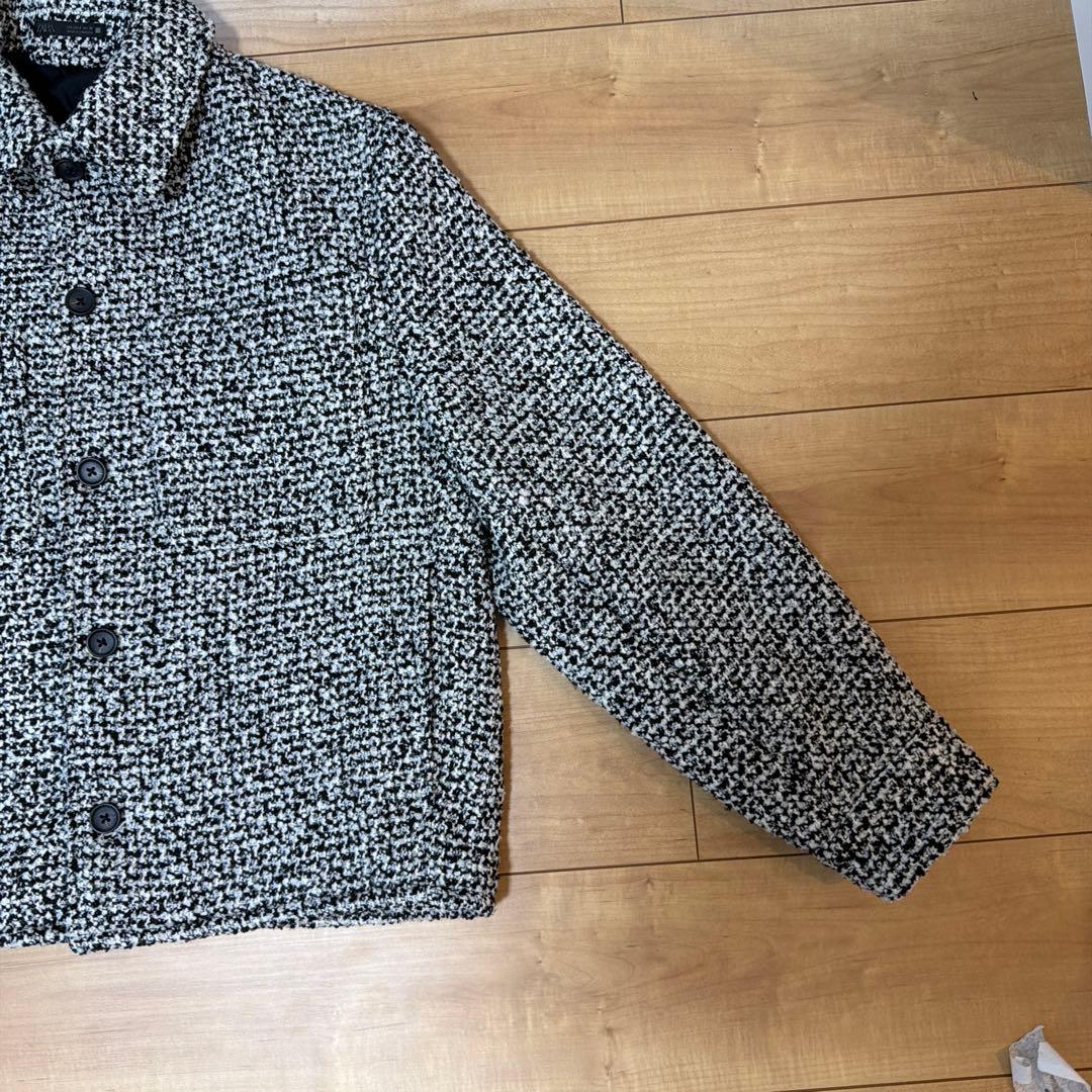 ZARA ザラ テクスチャードポケットシャツジャケット 白黒 ジャケット S