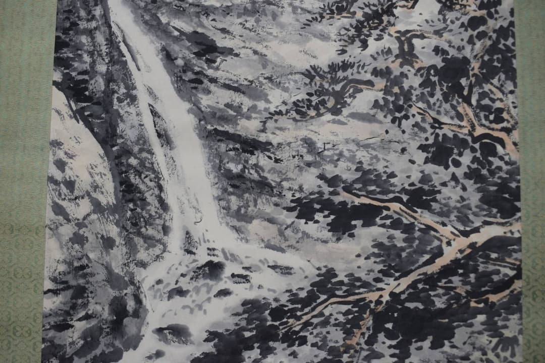 真作】片山秀陵/清山茶屋図/山水人物図/掛軸☆宝船☆Y-