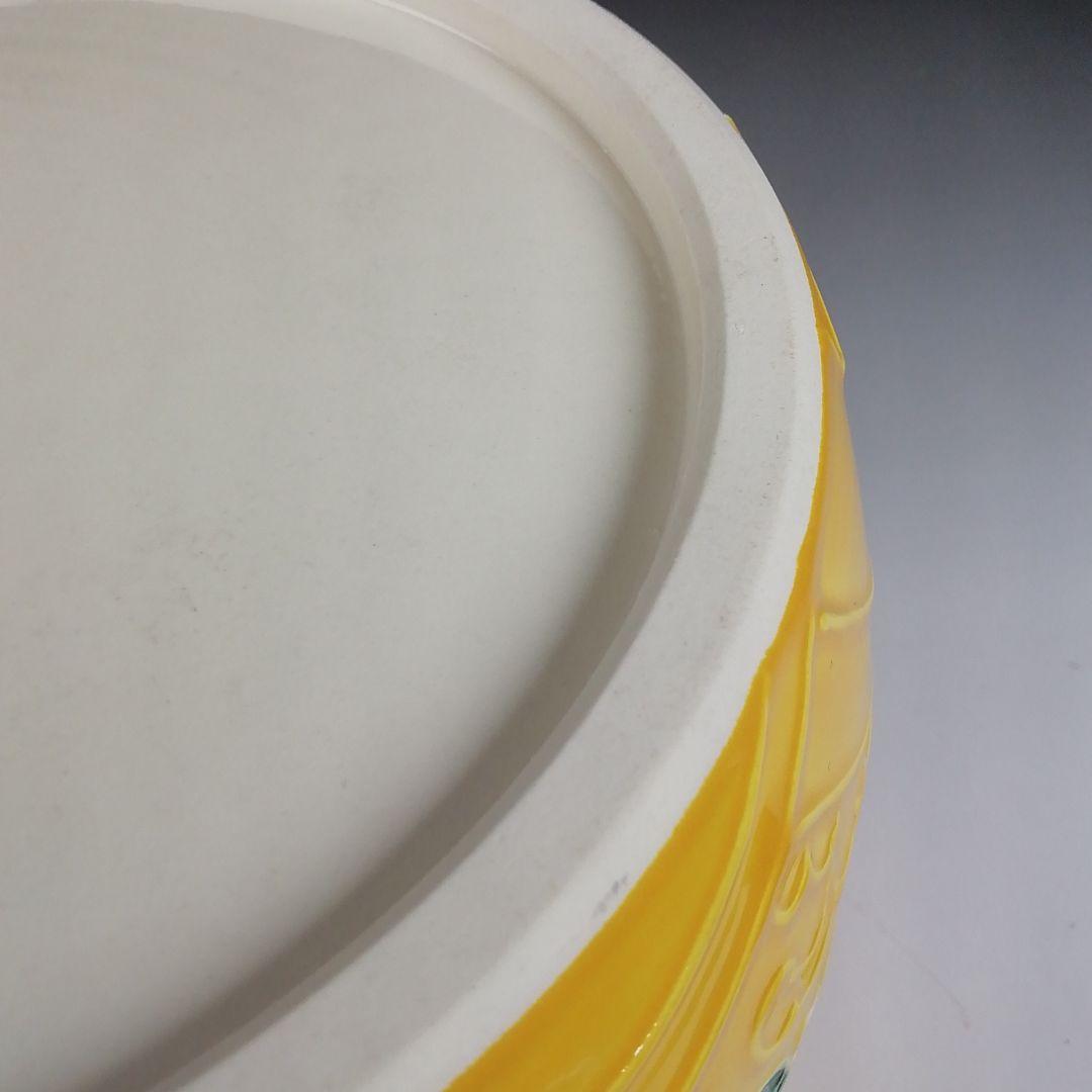 T922 水指 『黄交趾 四季草花花丸』『三室戸 造』 共箱 茶道具