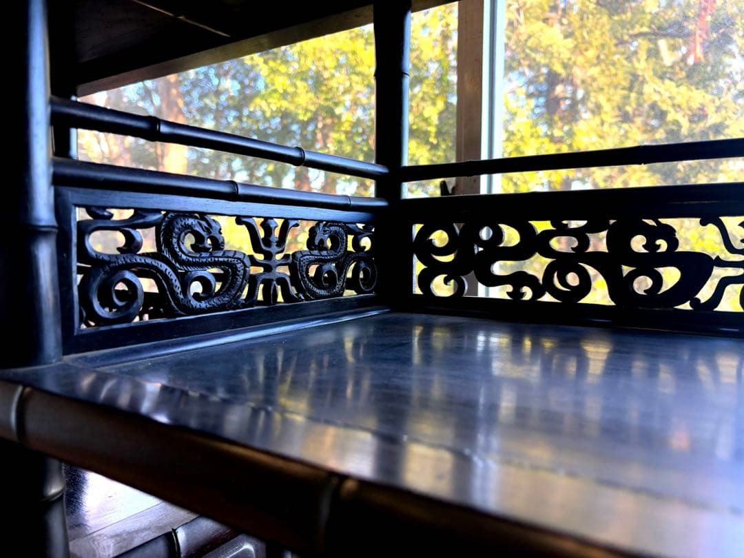 レア 貴重 骨董品 棚 飾り棚 茶箪笥 透かし彫り 昭和年代品 茶棚和棚、家具