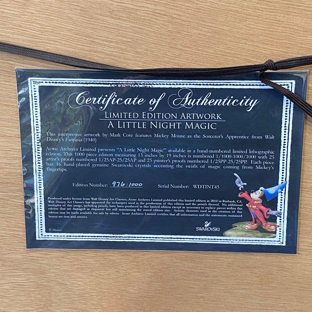 ミッキー魔法使い 限定版 スワロフスキー エディションリトグラフ