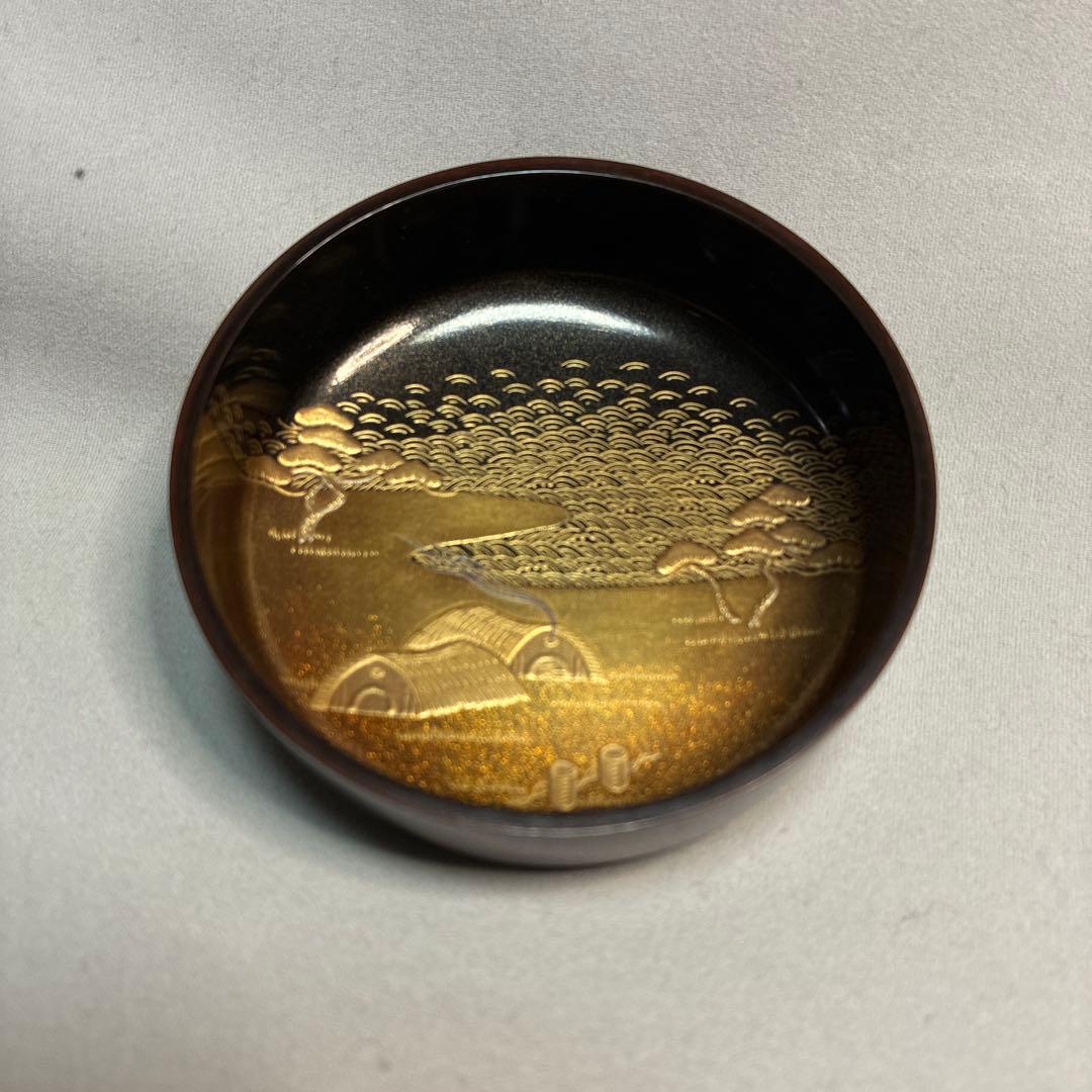 茶道具 村雨蒔絵 溜塗大棗 内側 塩釜 中古品