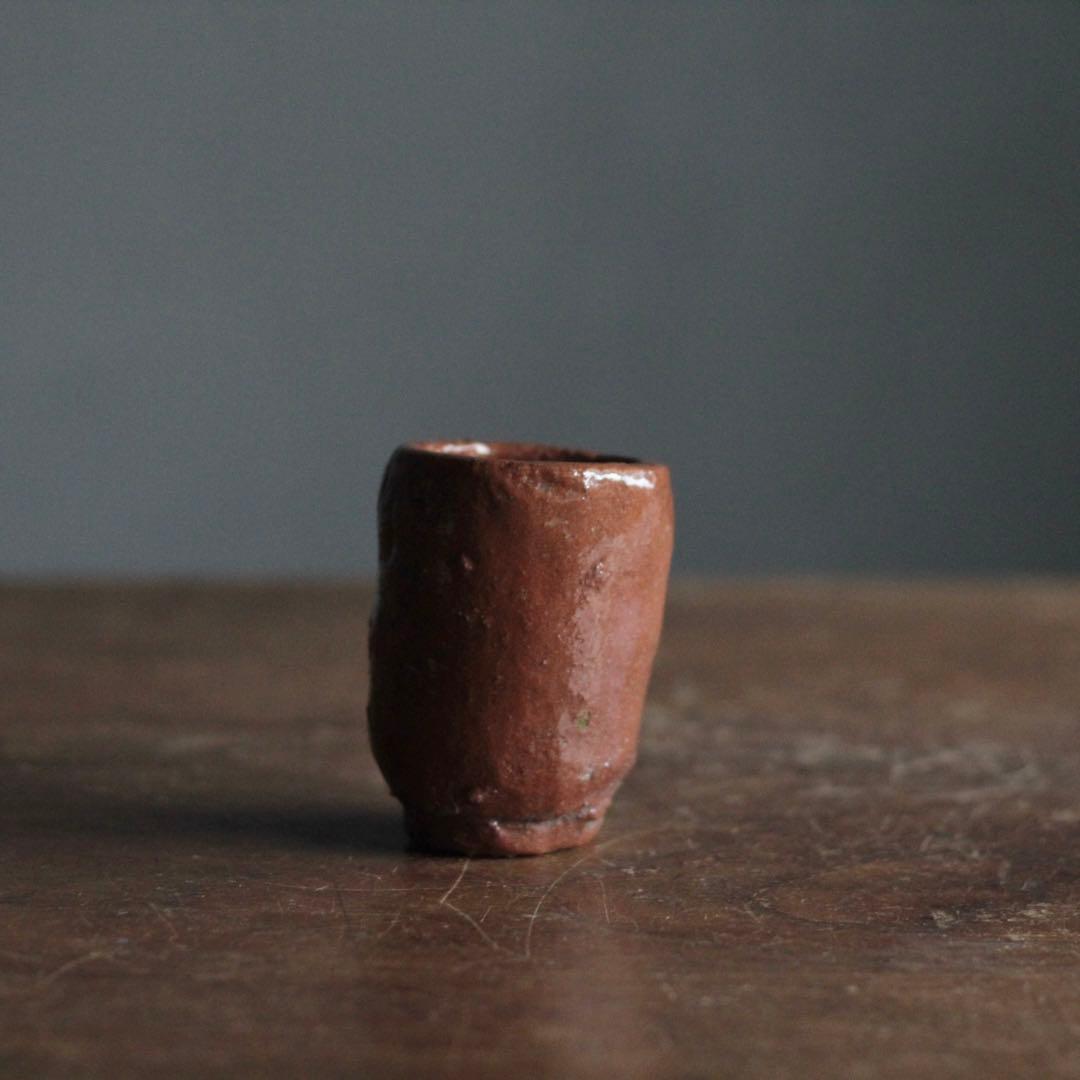 手びねり 赤楽 筒盃 酒器 ぐい呑み 古道具 アンティーク 手びねり 赤楽