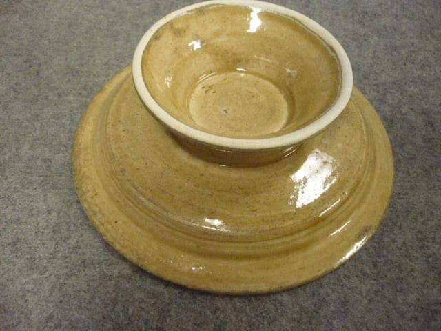 加藤光右衛門 黄瀬戸 台鉢 共箱 [B31706]