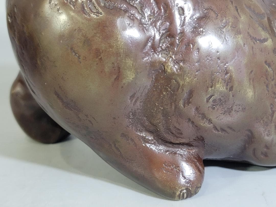 可愛い 遊 犬 置物 銅製 二件 DT592