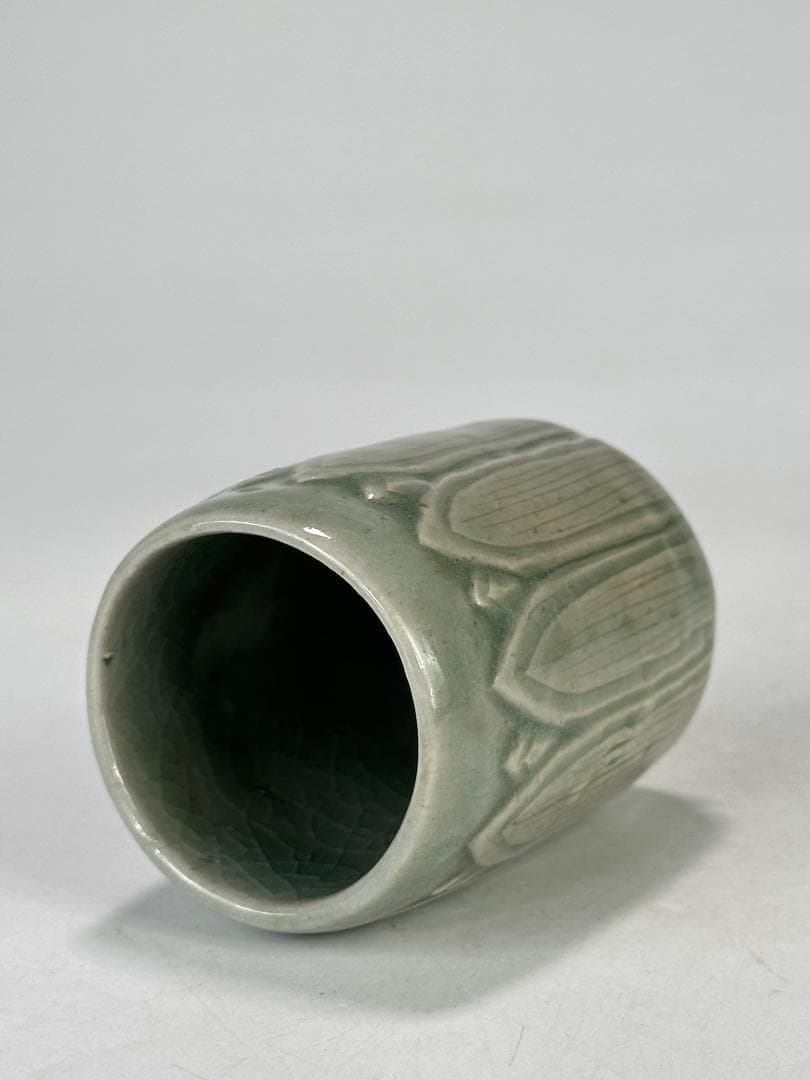 韓国美術 高麗〜李朝時代 高麗青磁 蓮花文筒杯 茶道具 時代 古物