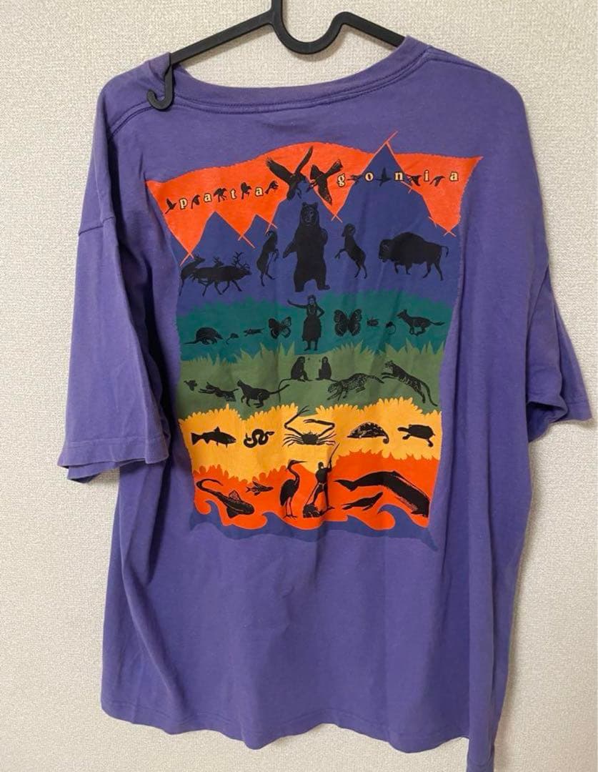 週末値下げL 絶滅危惧種 90s patagonia Tシャツ パタゴニア 紫