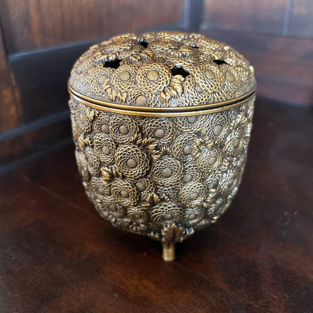 万菊香炉 高岡銅器 佐野宏采 香炉 木箱無し - メルカリ