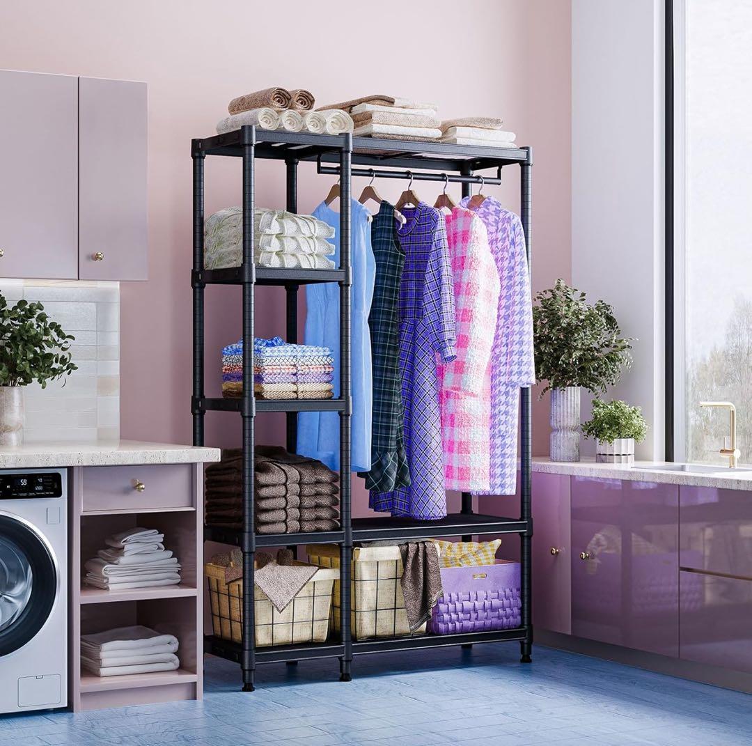 IZEUK ハンガーラック スリム 洋服ラック 押入れ収納棚