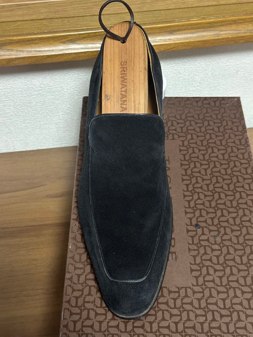 【超美品】セルジオロッシ　ブラックスエードスリッポン レザーソール　6