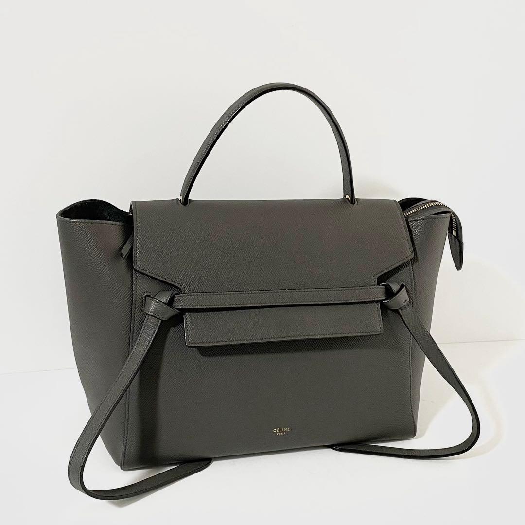 【美品】CELINE セリーヌ 2way ベルトバッグ ハンドバッグ グレー