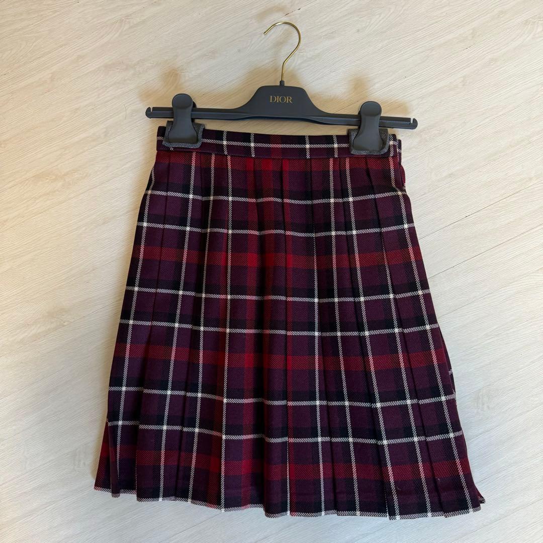 未使用☆正規品　Dior　赤チェック プリーツスカート　ラップスカート