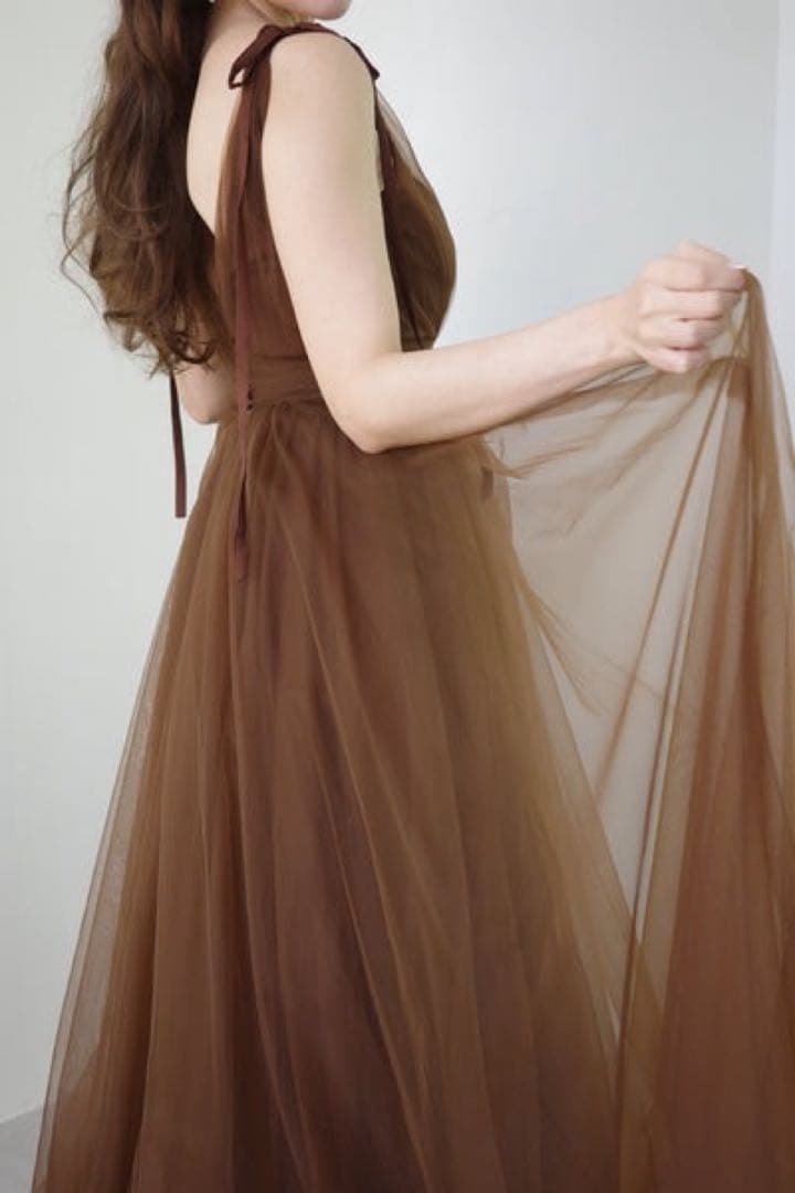 【前撮りのみ使用】チュールドレス ブラウン　撮影用 結婚式