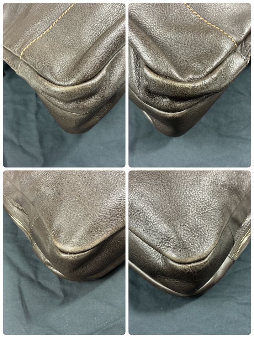 エルメネジルド ゼニア 2way レザー ビジネスバッグ ダークブラウン