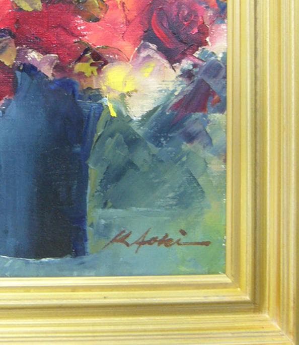 絵画 油絵 青木今陽 肉筆油絵 静物画 薔薇の花