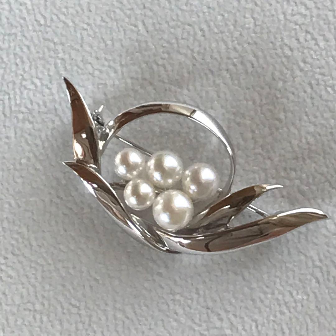 極美品♡】ミキモト ブローチ あこや5珠 現行品