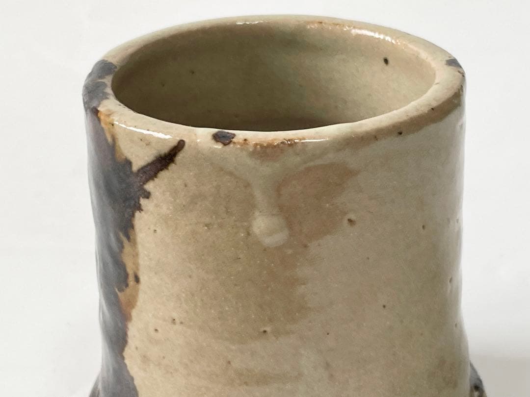 陶芸家 人間国宝 濱田庄司 浜田庄司 初窯 鉄絵 筆筒 筆立て