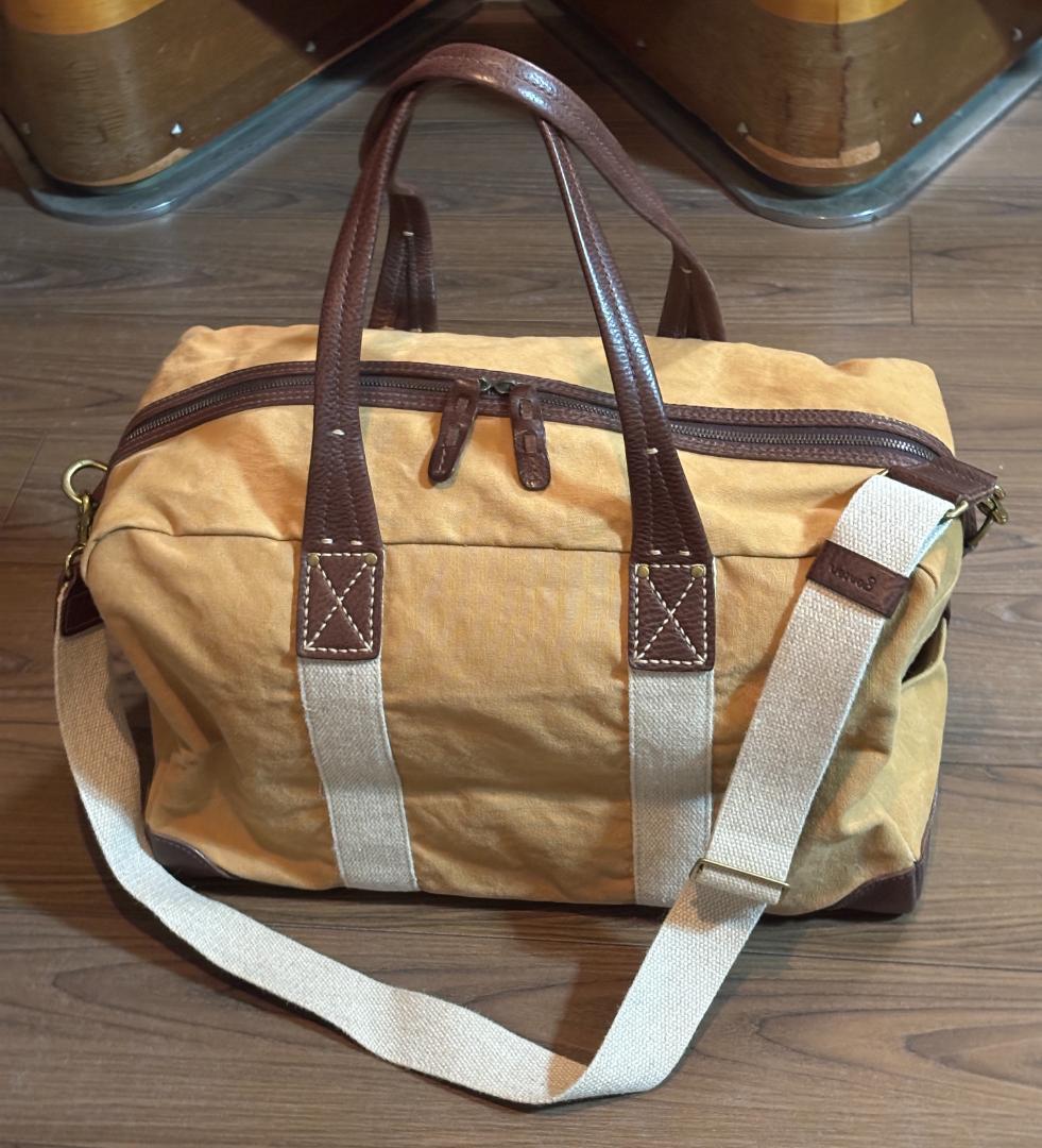 genten（ゲンテン）＞ ボストンバッグ キャンバス＆レザー ショルダー紐付