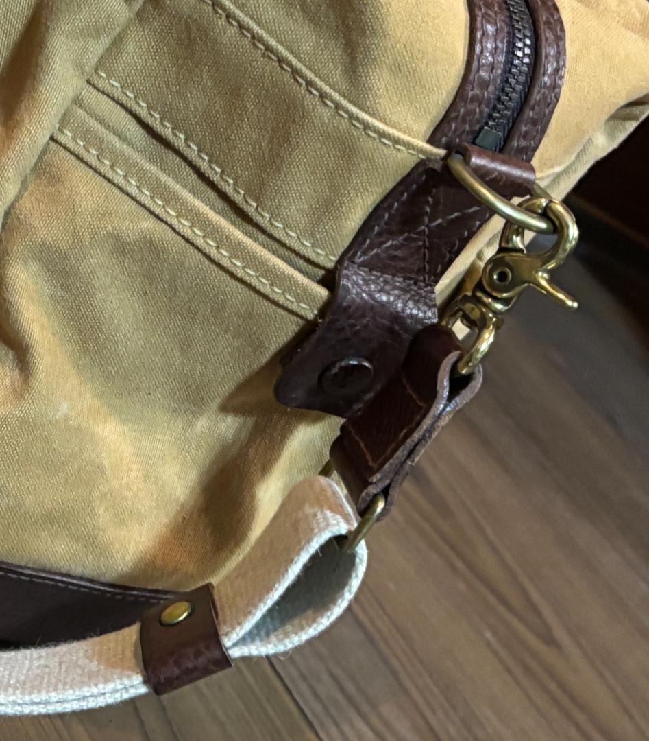 genten（ゲンテン）＞ ボストンバッグ キャンバス＆レザー ショルダー紐付