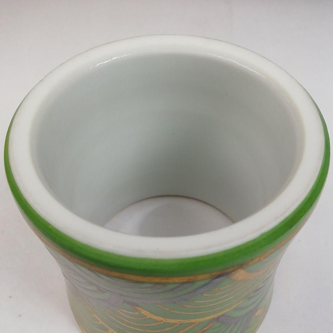 T966 蓋置 『萌黄金銀波』『伊藤利昇 作』 共箱 茶道具