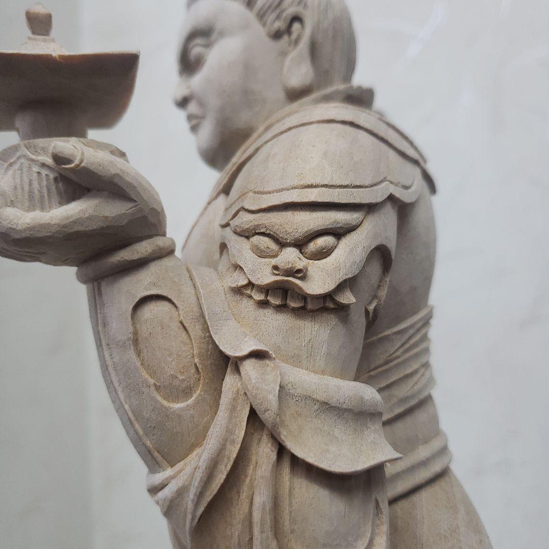 Bフライデー蔵出し特価魔除け金運上げ仏像☆楠材毘沙門天立像1尺立