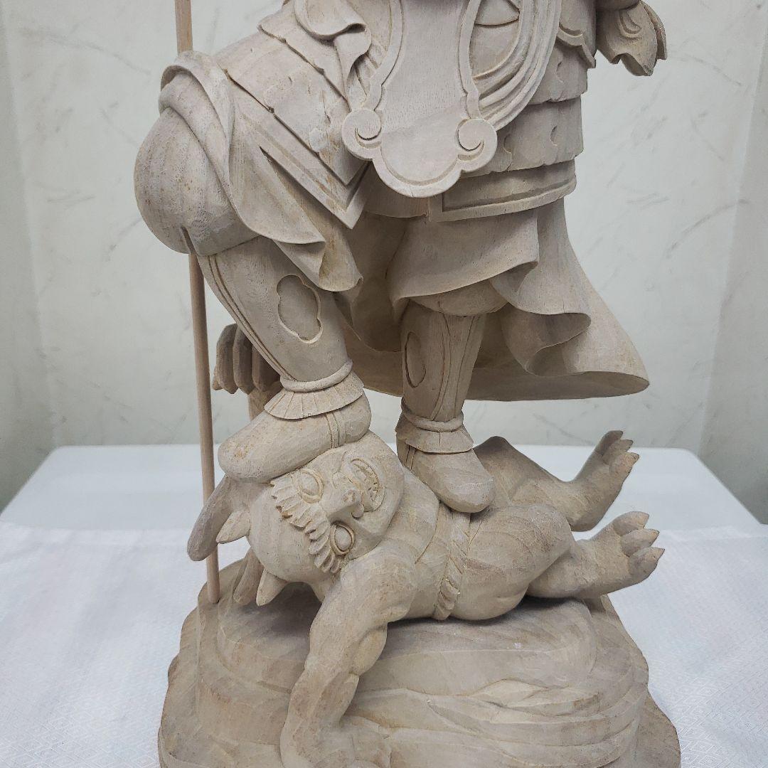 Bフライデー蔵出し特価魔除け金運上げ仏像☆楠材毘沙門天立像1尺立