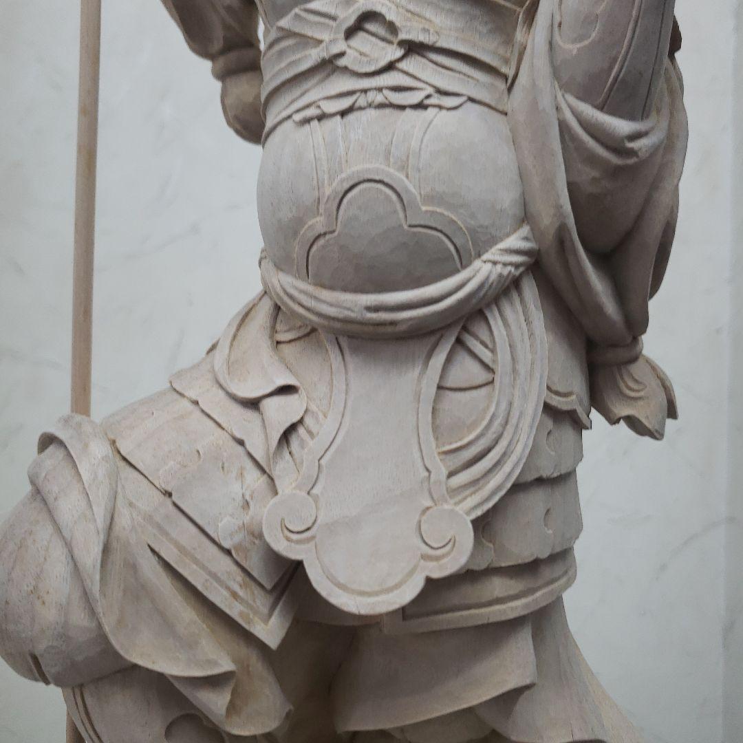 Bフライデー蔵出し特価魔除け金運上げ仏像☆楠材毘沙門天立像1尺立