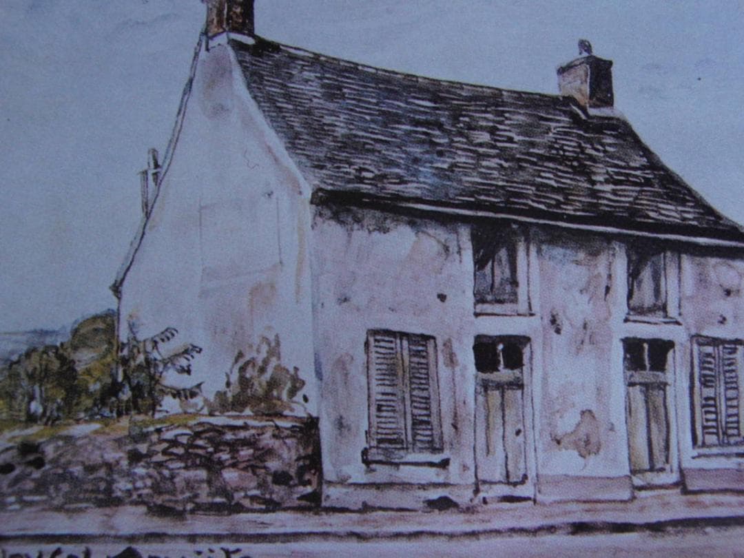 藤田嗣治、「Villiers-le-Bacle」、希少画集の額装画、人気作品