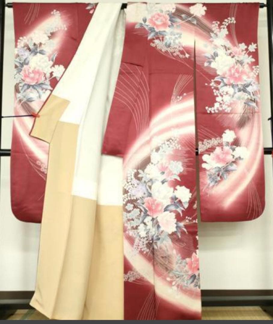 振袖フルセット6点サイズM〜L草花文 暈し染め 金銀彩