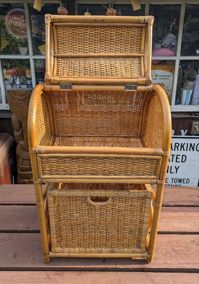 希少　飴色ラタン収納 ランドリーラック バスケット タンス　収納バスケット　カゴ