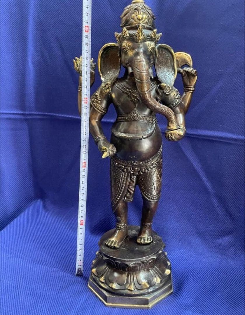 特大 ガネーシャ像 風水置物 ブロンズ 真鍮 アンティーク☆