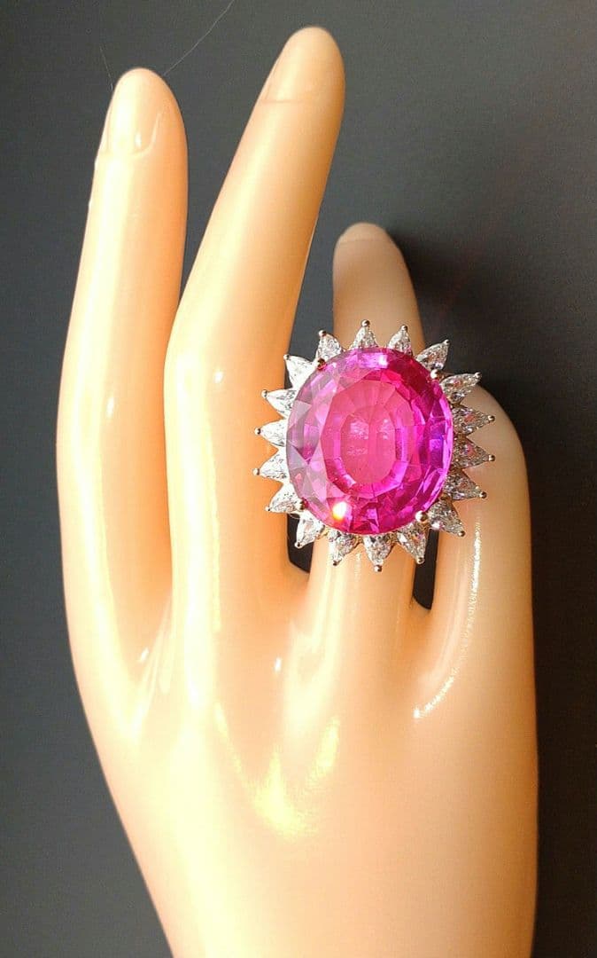 りりここ 天然ビビットピンクルべライトトルマリン 36.80CT 指輪