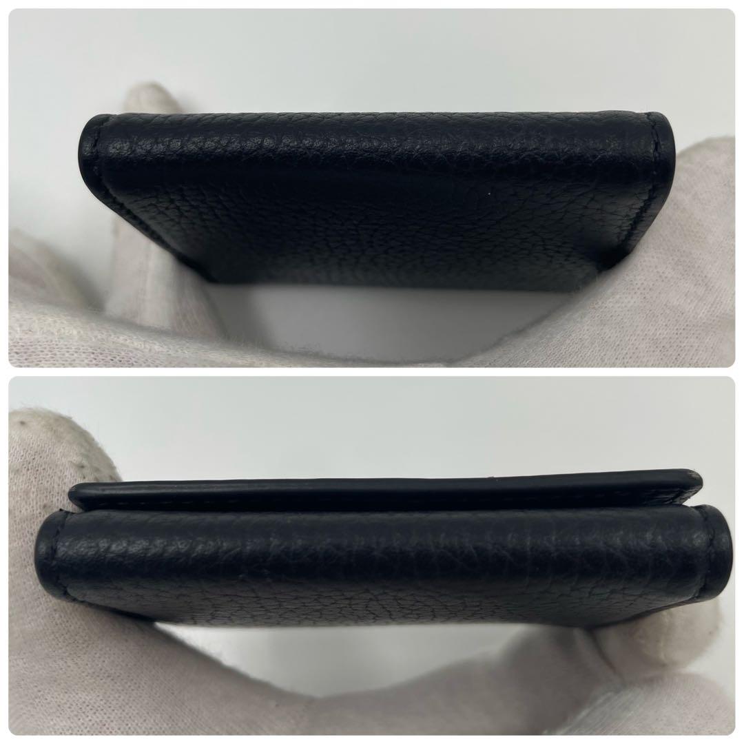 【✨極美品 現行】GUCCI ケース メタルロゴ シボ革 ブラック