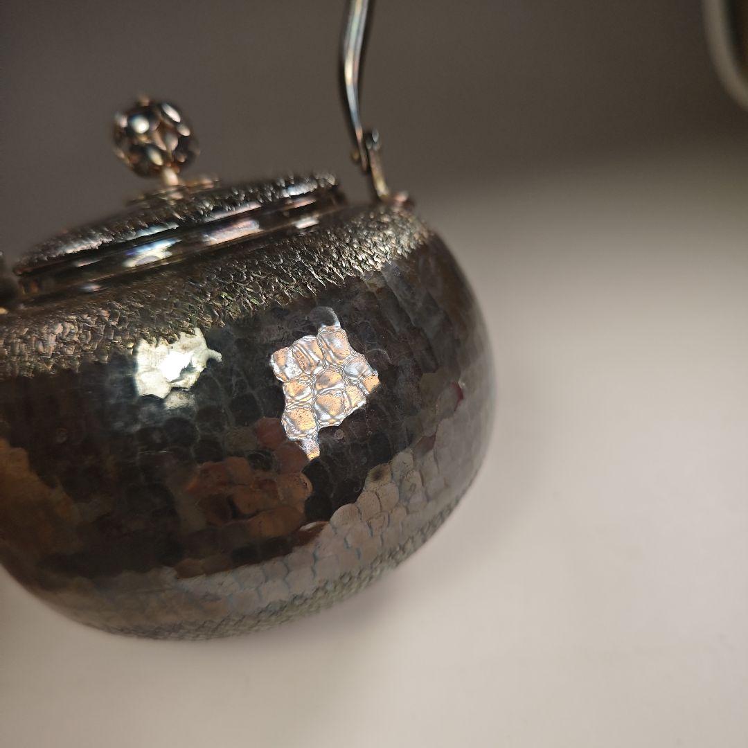 ウ303 急須『銀川堂 峰斎作』『燻銀 いぶし銀 水注 薬缶』茶道具 銅製