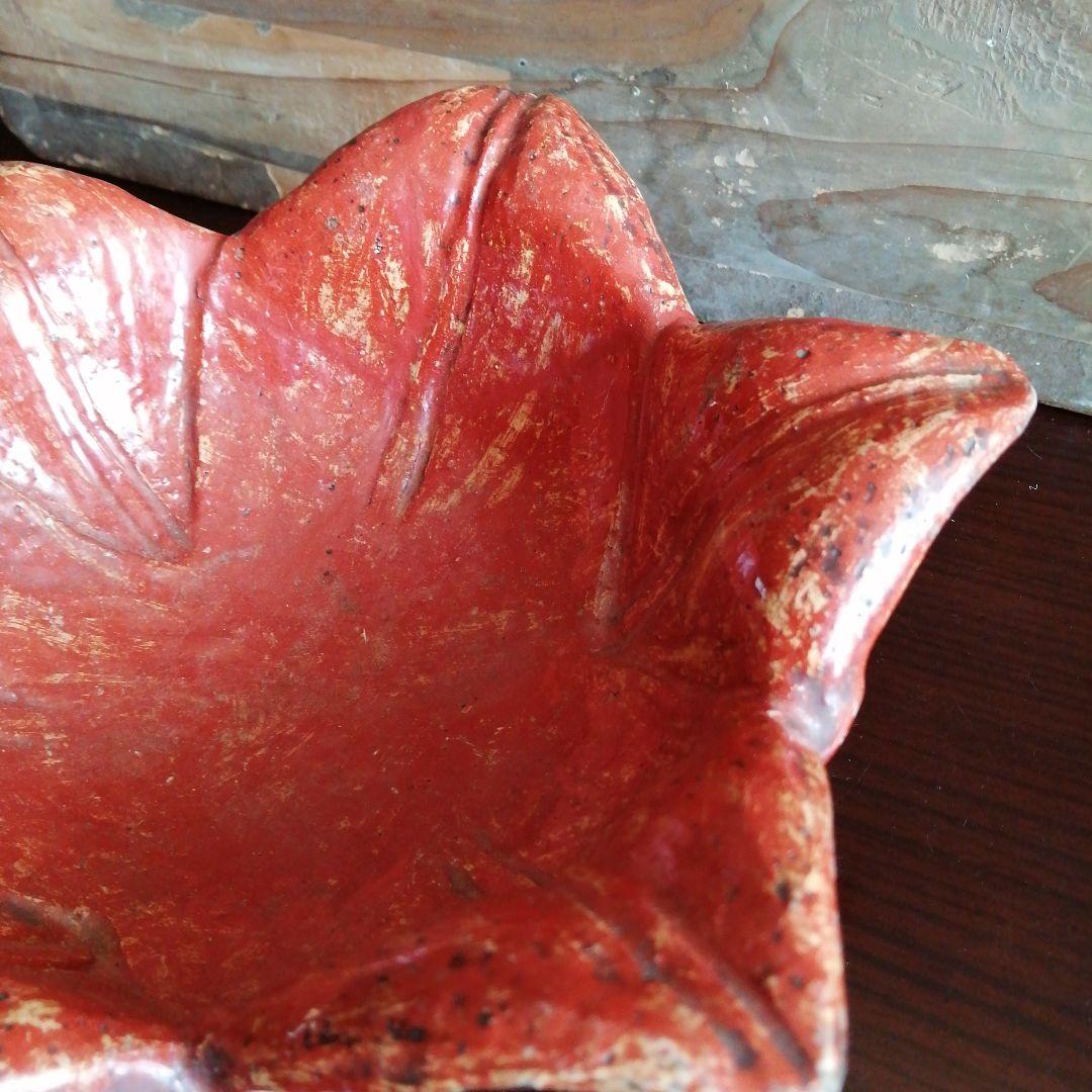 庸八焼 富永庸八 赤楽百合形大鉢 25cm 江戸後期