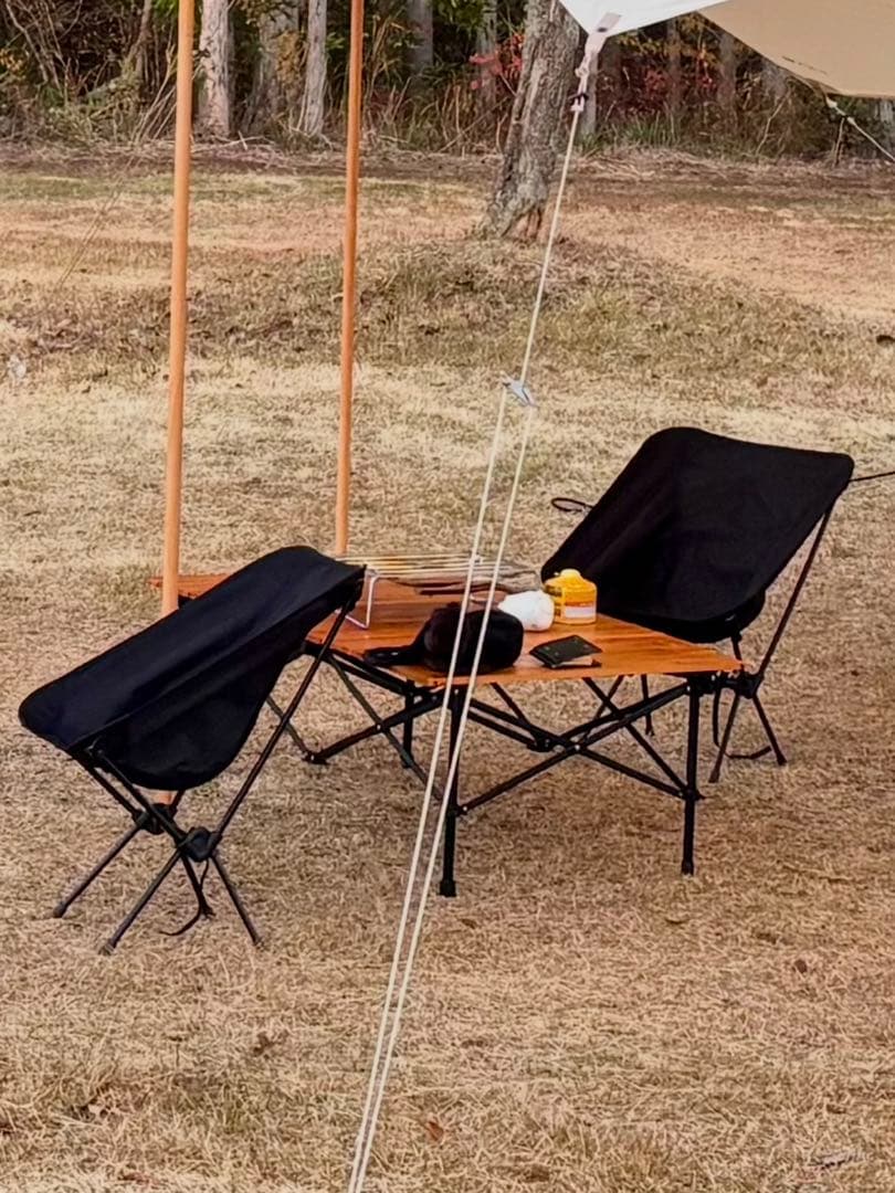 アルペン限定】コールマン ウッドロールテーブル110茶色×黒 ※高さ2段階調整