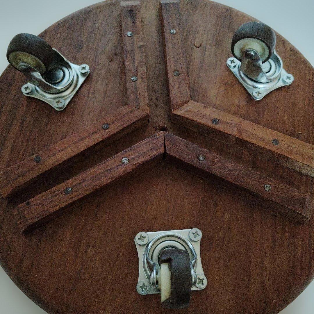 彫刻装飾木製キャスターテーブル ぞうがん細工 象嵌細工お花の台 花台