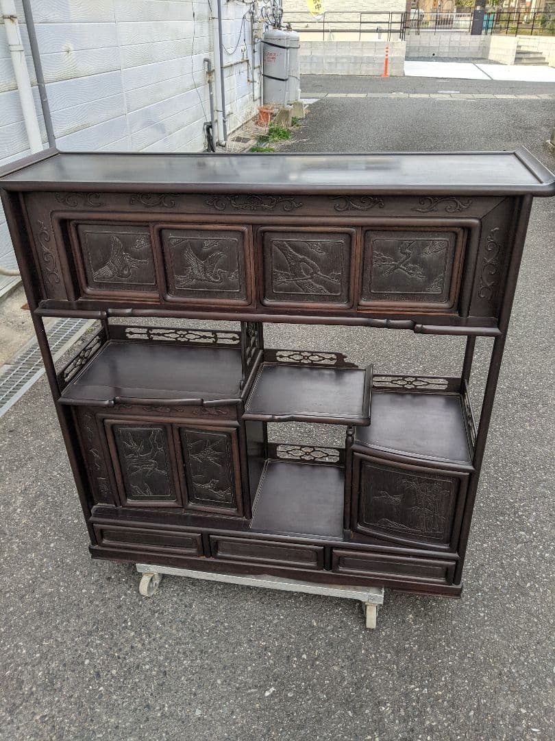 茶箪笥 違い棚 飾り棚 和家具 茶棚 昭和レトロ 収納 木製 家具 和