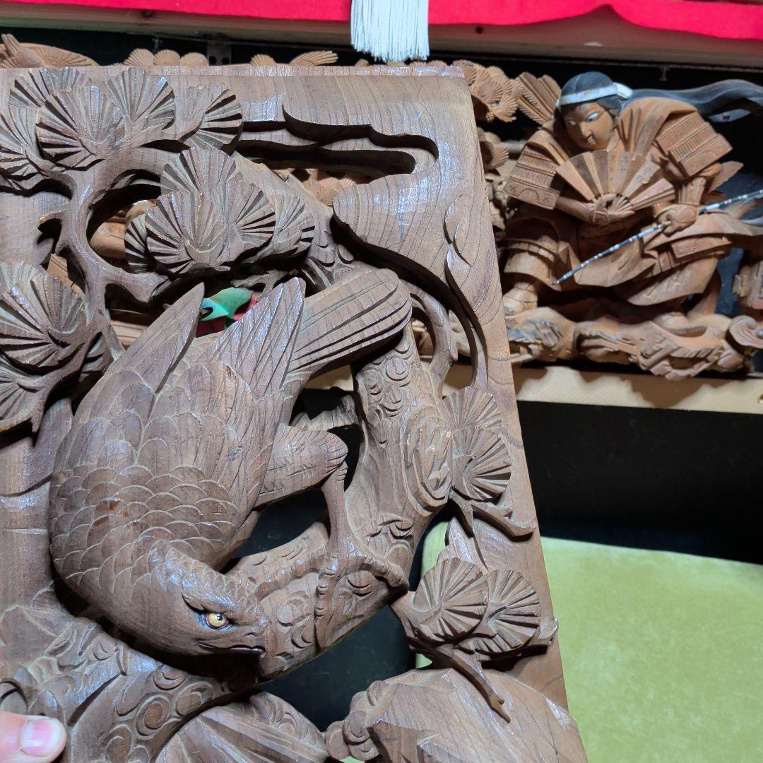木彫り 彫刻 欄間 鷹 鳥 和柄 置物 だんじり 山車