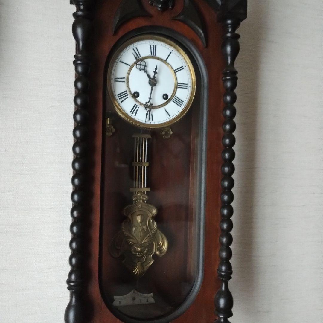 ナ*ナ様 掛時計　３面ガラス　巻き鍵付き　柱時計 　ゼンマイ式