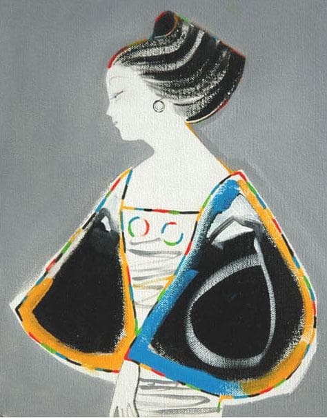 油絵 菅家令子 絵 絵画 インテリア 額付(白) F3-010411 人物 女性