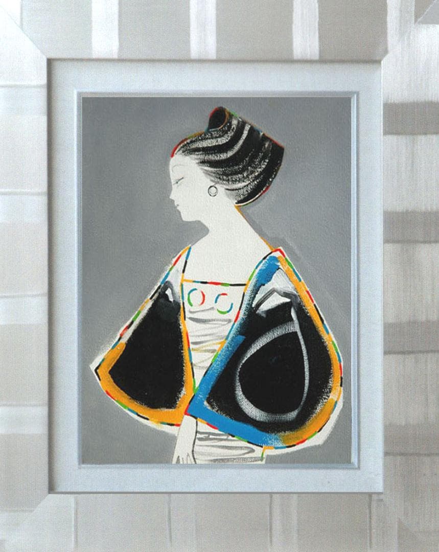 油絵 菅家令子 絵 絵画 インテリア 額付(白) F3-010411 人物 女性