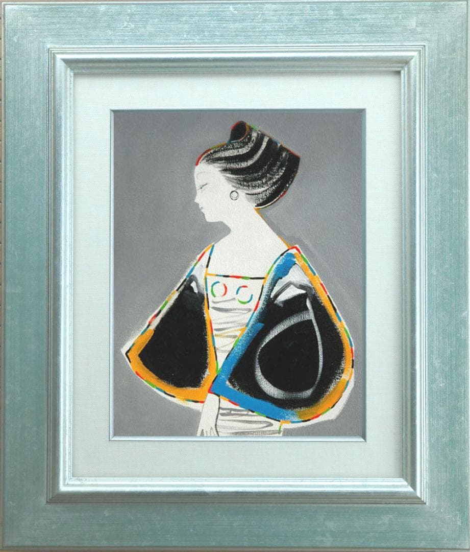 油絵 菅家令子 絵 絵画 インテリア 額付(白) F3-010411 人物 女性