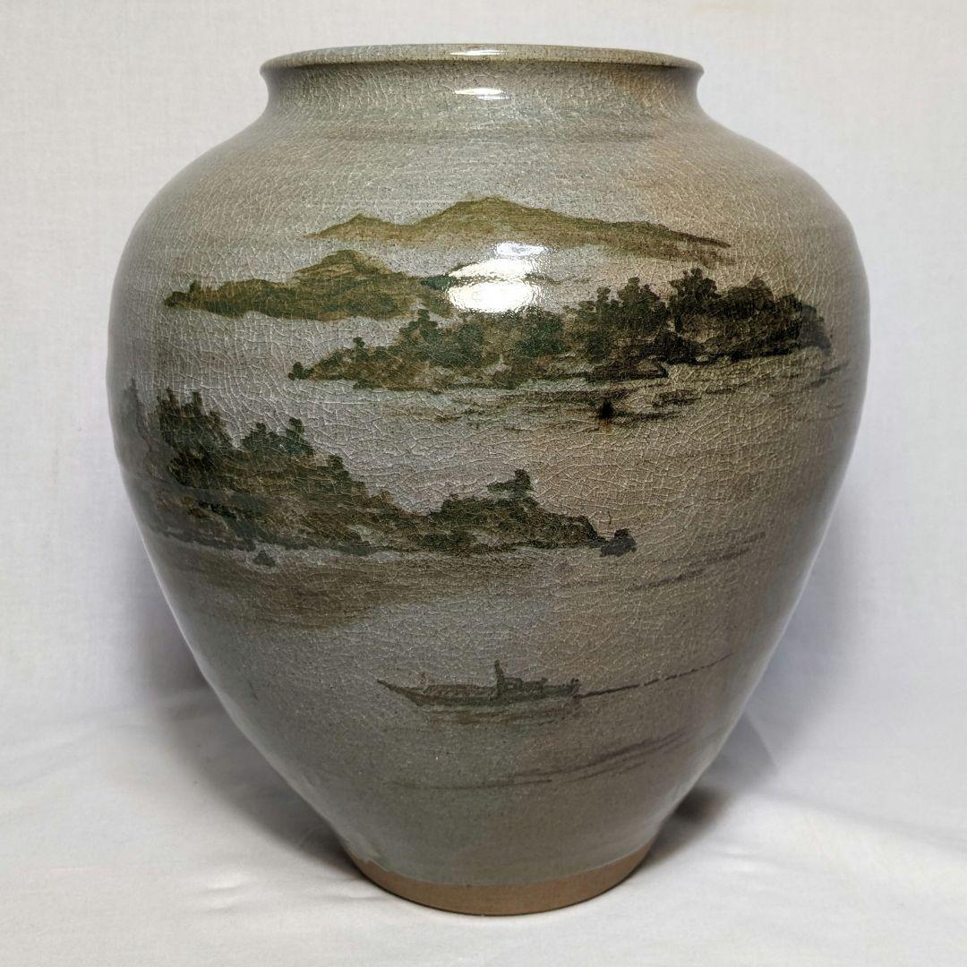 森香泉 虫明焼 壺 共箱 壷 絵付け 花器 フラワーベース 花瓶 華道具 茶道具 森香泉 虫明焼 壺 共箱 壷 絵付け 花器 フラワーベース 花瓶 華道具