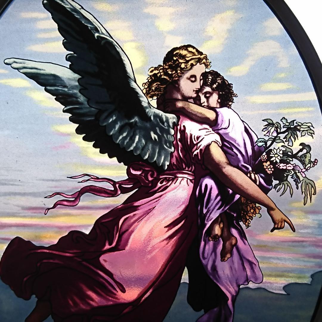 大判カウルバッハ ステンドグラス ガーディアンエンジェル守護天使