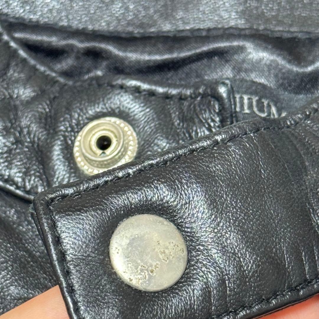 レニウム RHENIUM シングル ライダースジャケット 羊革 46 ブラック