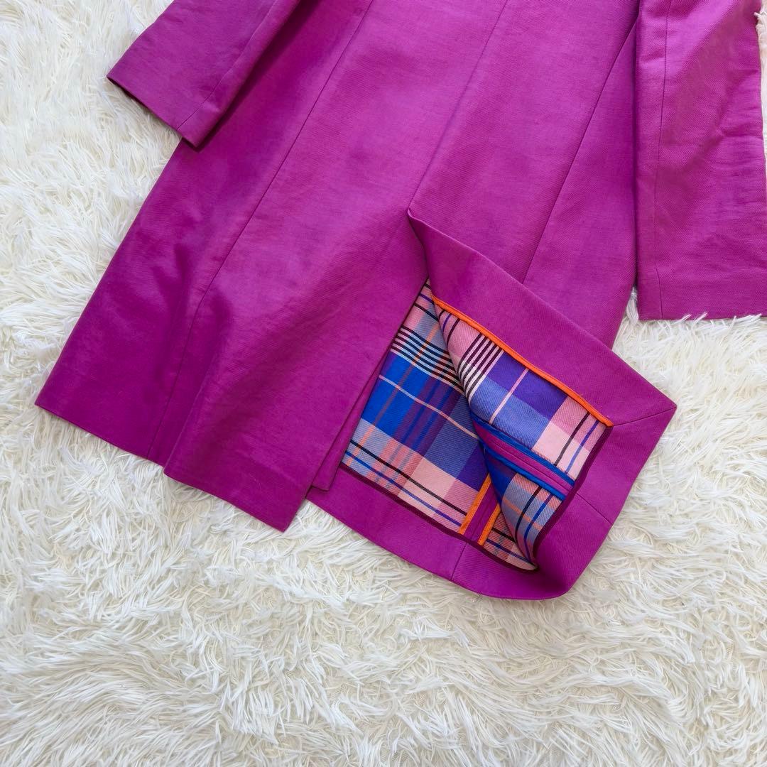 PS PaulSmith✨チェスターコート 裏地チェック ロング丈 ピンク 現行