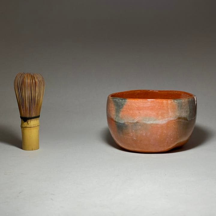 ◇通産大臣賞受賞作家 『福井楽印』造 柿高台赤茶碗 茶道具 未