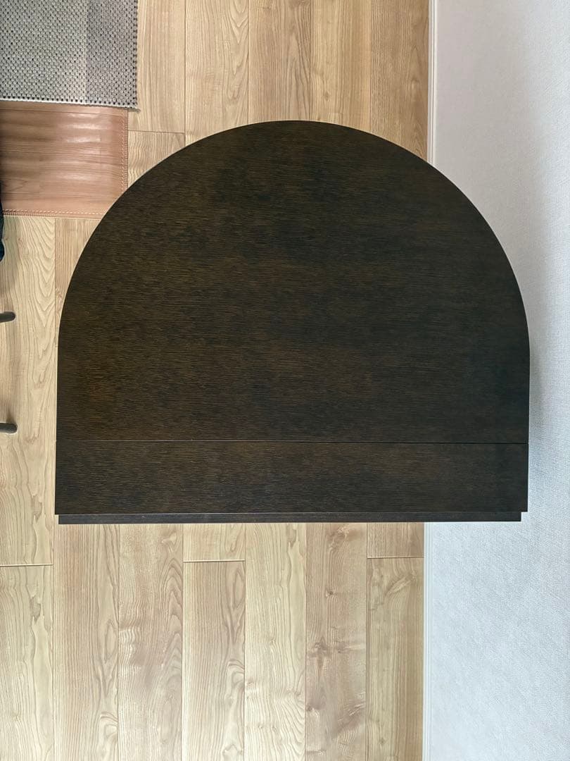 ダークブラウン楕円形木製テーブル 伸縮機能付き ダークブラウン楕円形