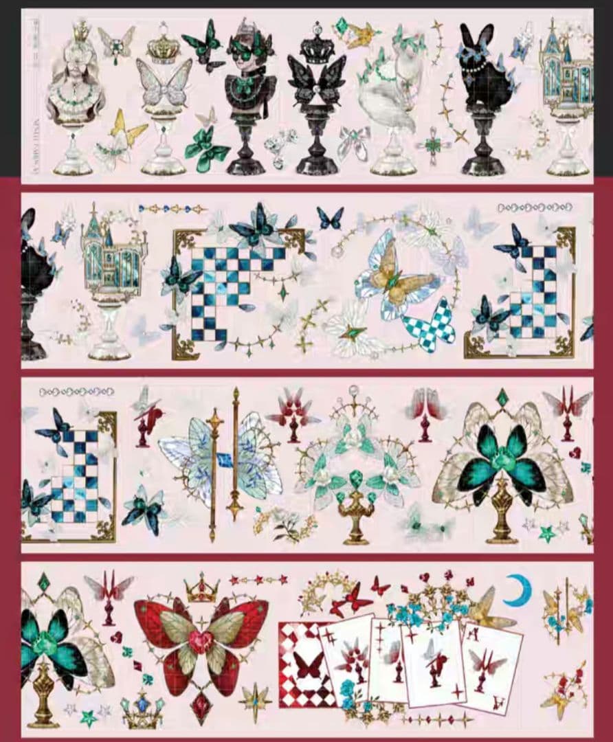 巻売 544☆ 海外 マスキングテープ マステ PET 装飾 蝶 人物 虹光